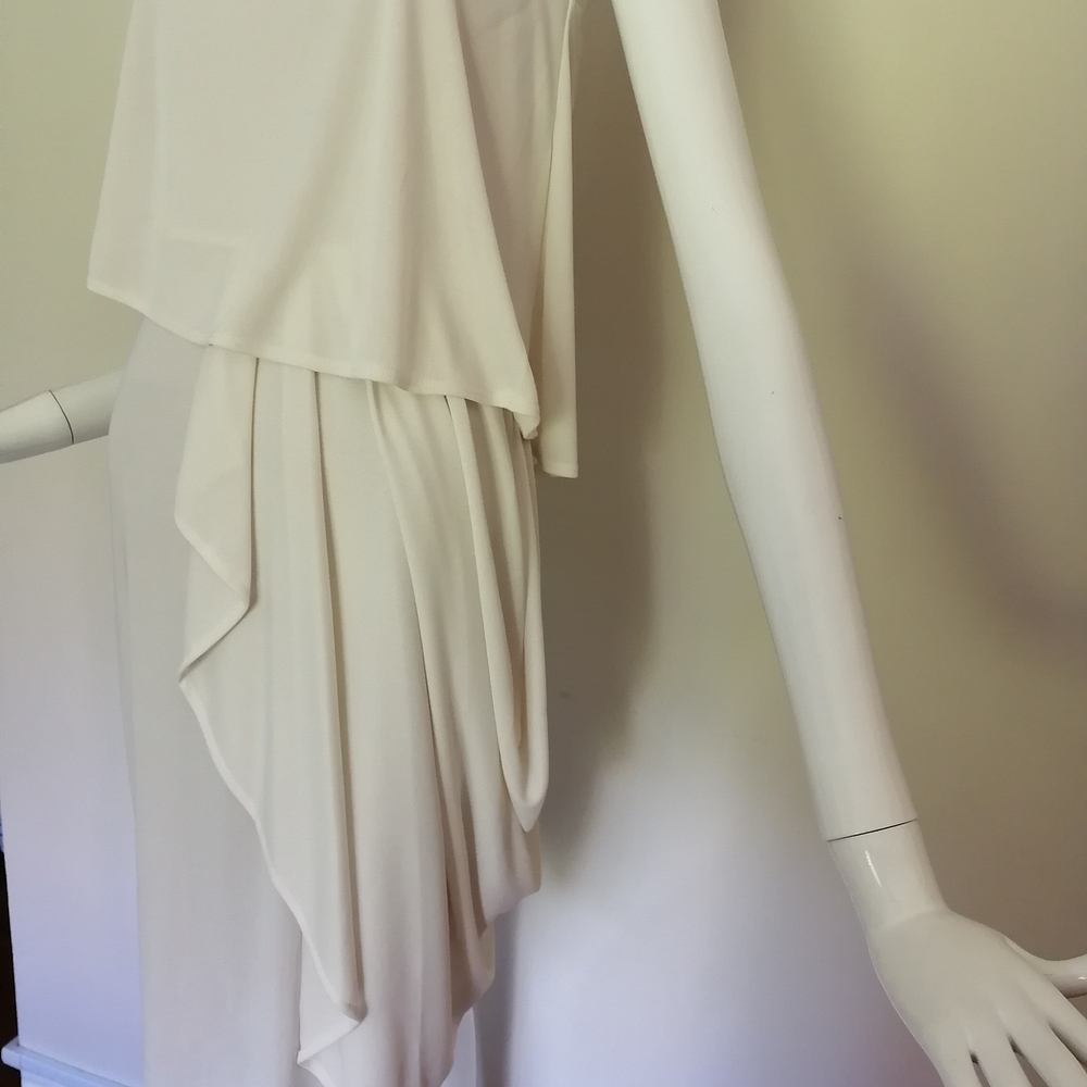 BCBGMaxAzria Asymmetrical Cream One-Shoulder Ruffle Dress - Picture 8 of 11